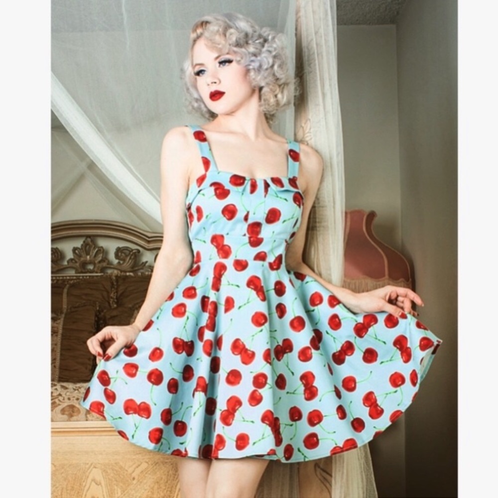 IXIA ModCloth Blue Cherry Vintage Style Dress S